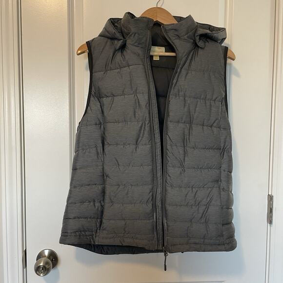 Tangerine Hooded Puffer Vest Women's Size XL Gray Full Zip Ski Snow Gorp Sporty - Picture 3 of 10